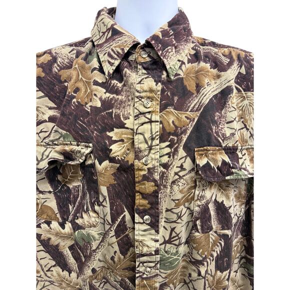 VTG 90s Master Sportsman Mens XL Cotton Shirt Camouflage Hunting Outdoor Long - Picture 2 of 4
